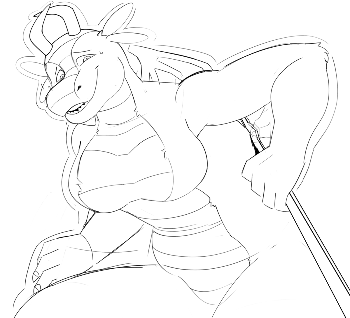 'DOOR STUCK' by Futonmania - July 2025
A dragoness struggling her way out of a doorframe, very stuck A dragoness struggling her way out of a doorframe, very stuck