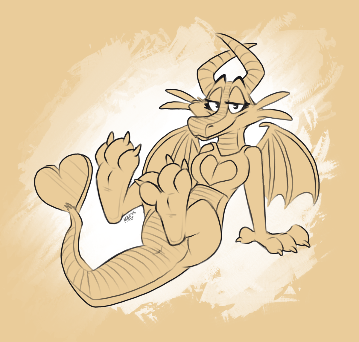 'Paws Pose' by Magferret - July 2025
A dragoness in a crop top with their paws, tail, and null patch pointing towards the camera A dragoness in a crop top with their paws, tail, and null patch pointing towards the camera