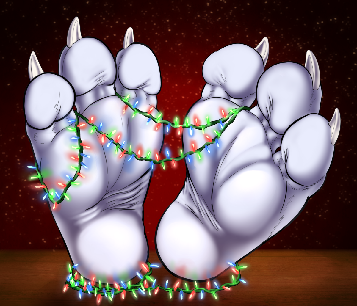 'Holiday Paws YCH - Warmer' by Skaldaxe - December 2025
A dragon's paws with holiday lights draped between them. The colours are warmer and inviting. A dragon's paws with holiday lights draped between them. The colours are warmer and inviting.
