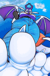 A dragoness having taken off their sandal and about to step on the viewer