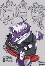 A dragon looking shocked as they begin to become more punk and orb shaped. A last panel now shows them as entirely orb, with cool jacket and nose ring.