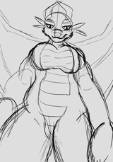 A dragoness looming over the camera.