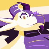 A dragoness looking down at the viewer, in the non-binary colours