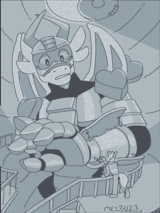A giant dragon in a mech bay getting tuned up with some new armour.