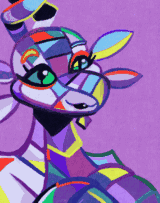 A dragon in a cubist tyle, almost looking like refractions of stained glass
