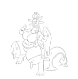 A dragoness holding an ice cream, and melting like an ice cream