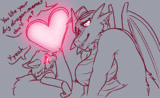 A dragoness wrapping a dog in their tail, as the heart gem at the end glows - the dog clearly hypnotized.
DEX: You like big dragon mamas, don't you?
SORAIME: Yeah...
