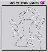 A doodle of a dragon looking blankly on, framed by a 'Draw me poorly mutuals' meme