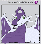 A dragoness smiling, framed by a 'Draw me poorly mutuals' meme.
