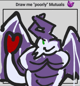 A doodle of a dragoness somewhat wider than normal, framed by a 'Draw me poorly, mutuals' meme