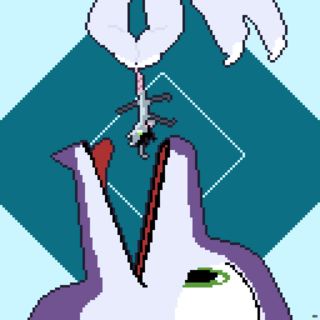 A dragon dangling a possum-yinglet over their maw.