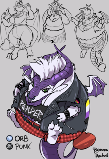 A dragon looking shocked as they begin to become more punk and orb shaped. A last panel now shows them as entirely orb, with cool jacket and nose ring.