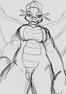 A dragoness looming over the camera.