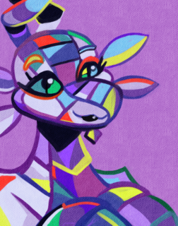 A dragon in a cubist tyle, almost looking like refractions of stained glass
