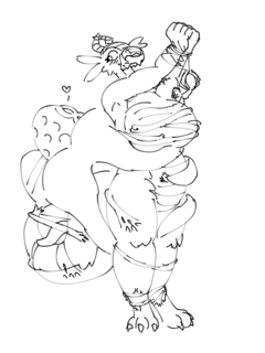 A dragoness being wrapped up by a spider.