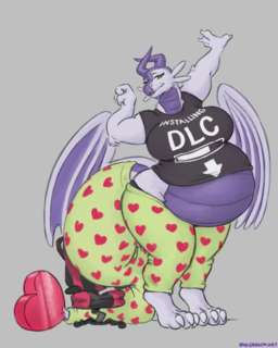 'Mayternity 2025 - Tail Warmer' by minervafloofderg - May 2025
A large pregnant dragoness towering over the viewer, having just broken the gamer chair they were sitting in. The dragoness's shirt reads 'Installing DLC' with an arrow pointing to their belly. Their joggers are covered in hearts. They have a tail warmer matching the joggers. A large pregnant dragoness towering over the viewer, having just broken the gamer chair they were sitting in. The dragoness's shirt reads 'Installing DLC' with an arrow pointing to their belly. Their joggers are covered in hearts. They have a tail warmer matching the joggers.
