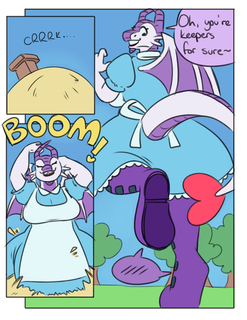 'While in Wonderland - Part 3' by Goattrain - May 2025
Also featuring: Ayase
Comic - a dragoness in an Alice in Wonderland inspired dress outgrows a house, and looks with joy at the boots that caused this - 'Oh, you're keepers for sure~'. The boots are implied to be blushing at this notion. Comic - a dragoness in an Alice in Wonderland inspired dress outgrows a house, and looks with joy at the boots that caused this - 'Oh, you're keepers for sure~'. The boots are implied to be blushing at this notion.